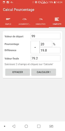 Percentage calculator