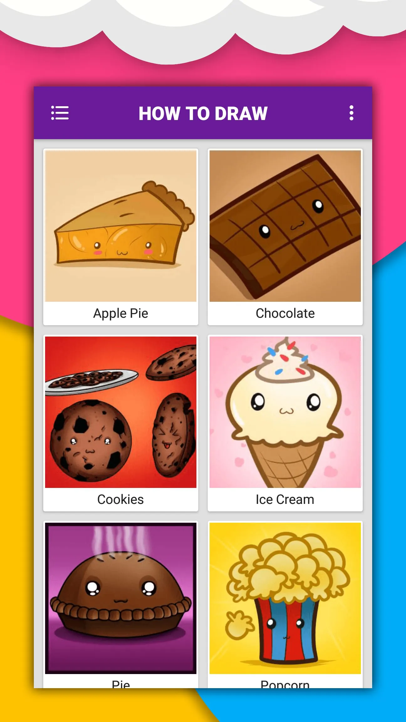 How to draw cute food by steps