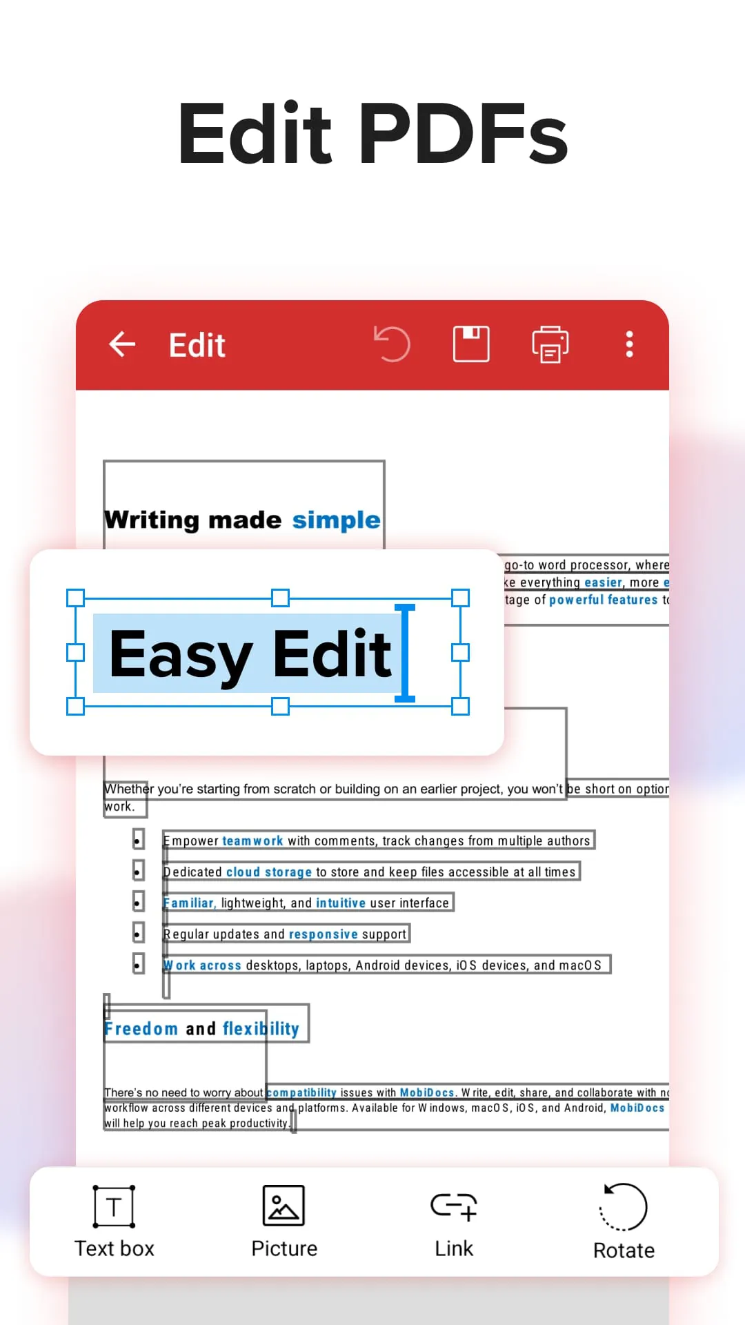 Mobi PDF・Editor・Scanner・Reader