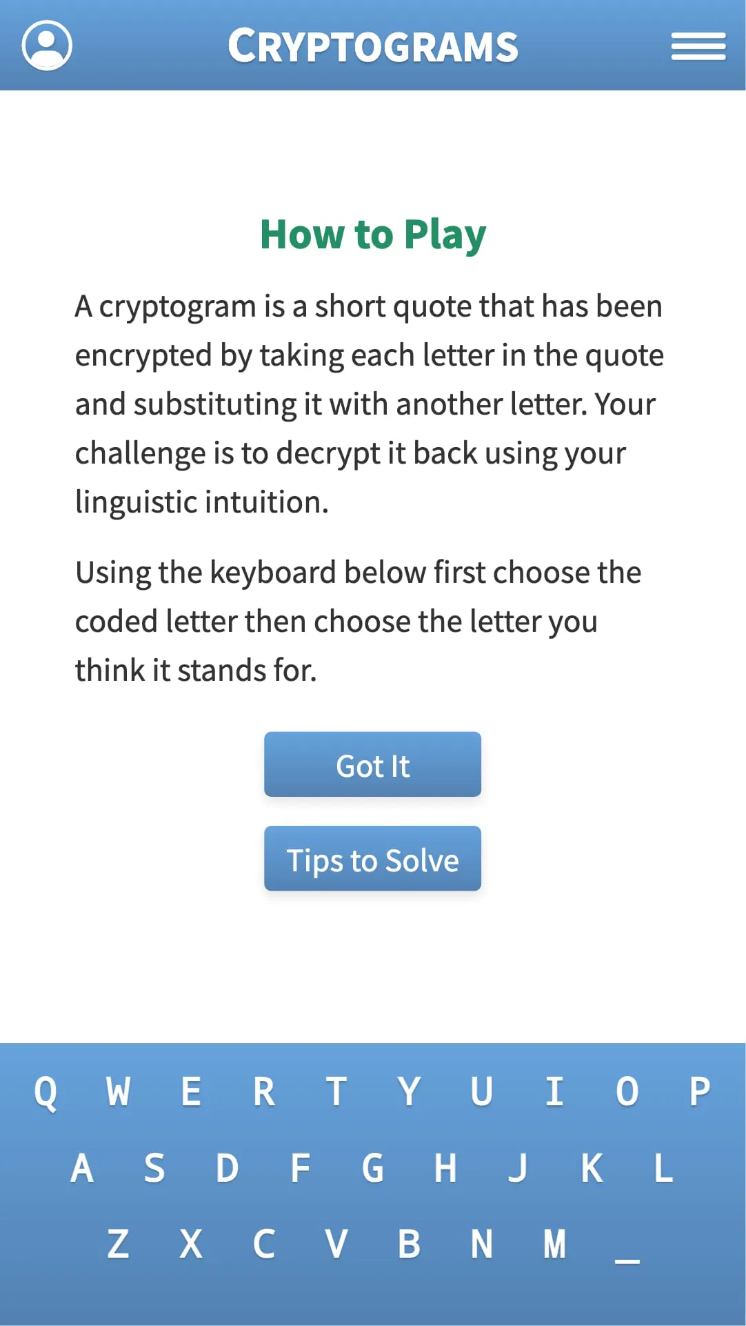 Cryptogram · Cryptoquote Game