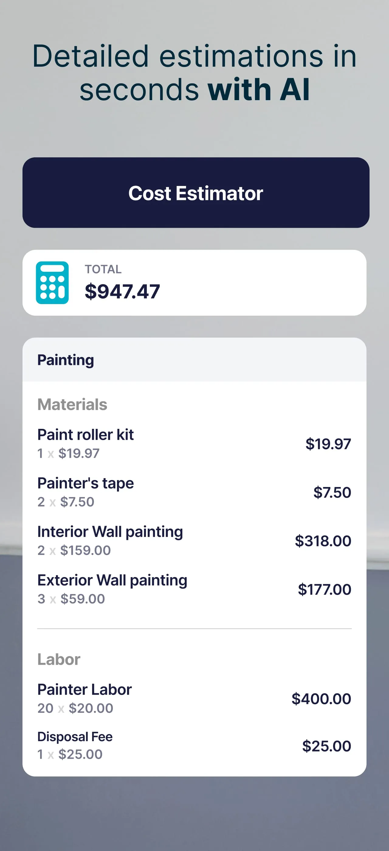 SimplyWise Cost Estimator