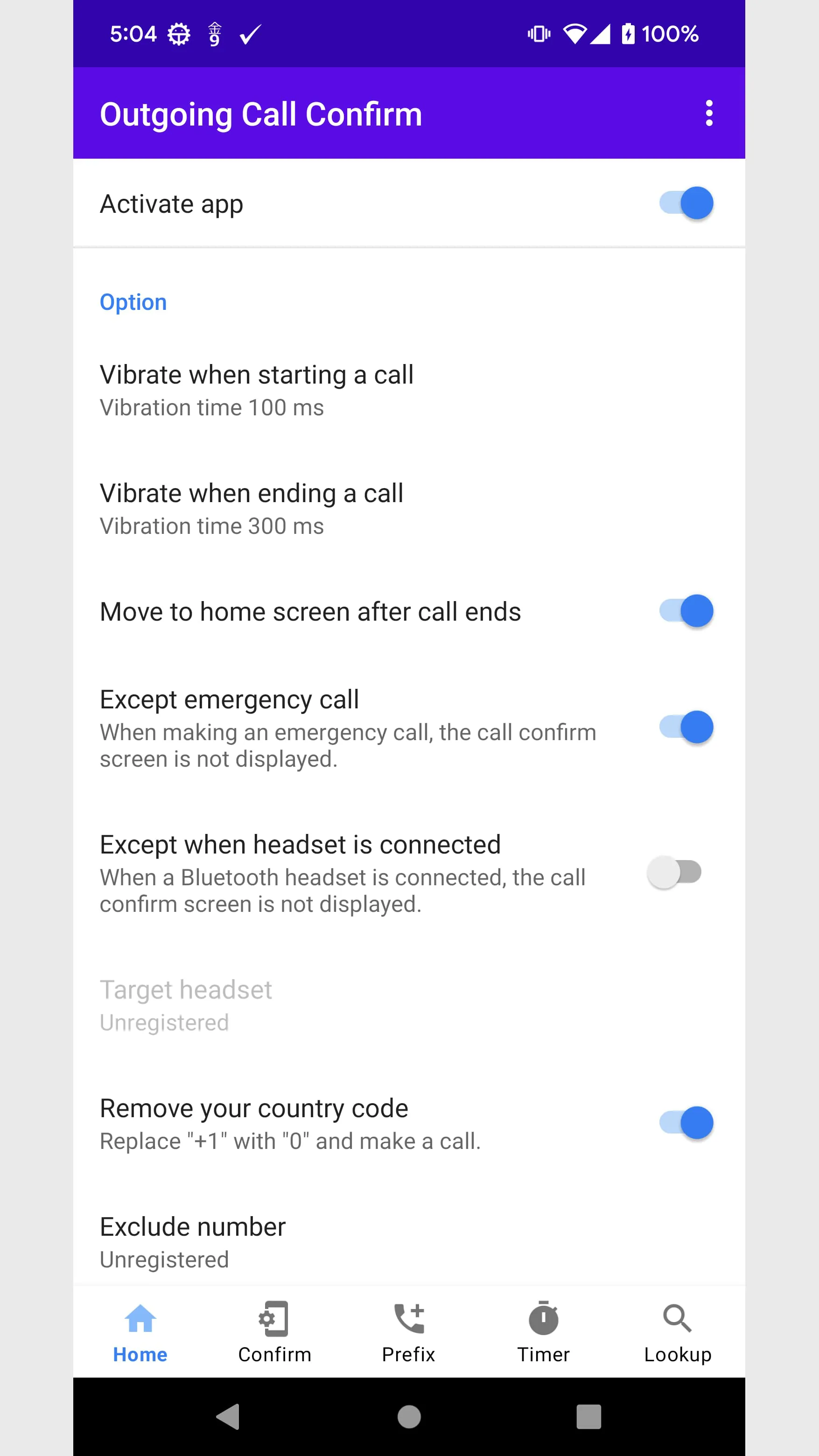 Outgoing Call Confirm