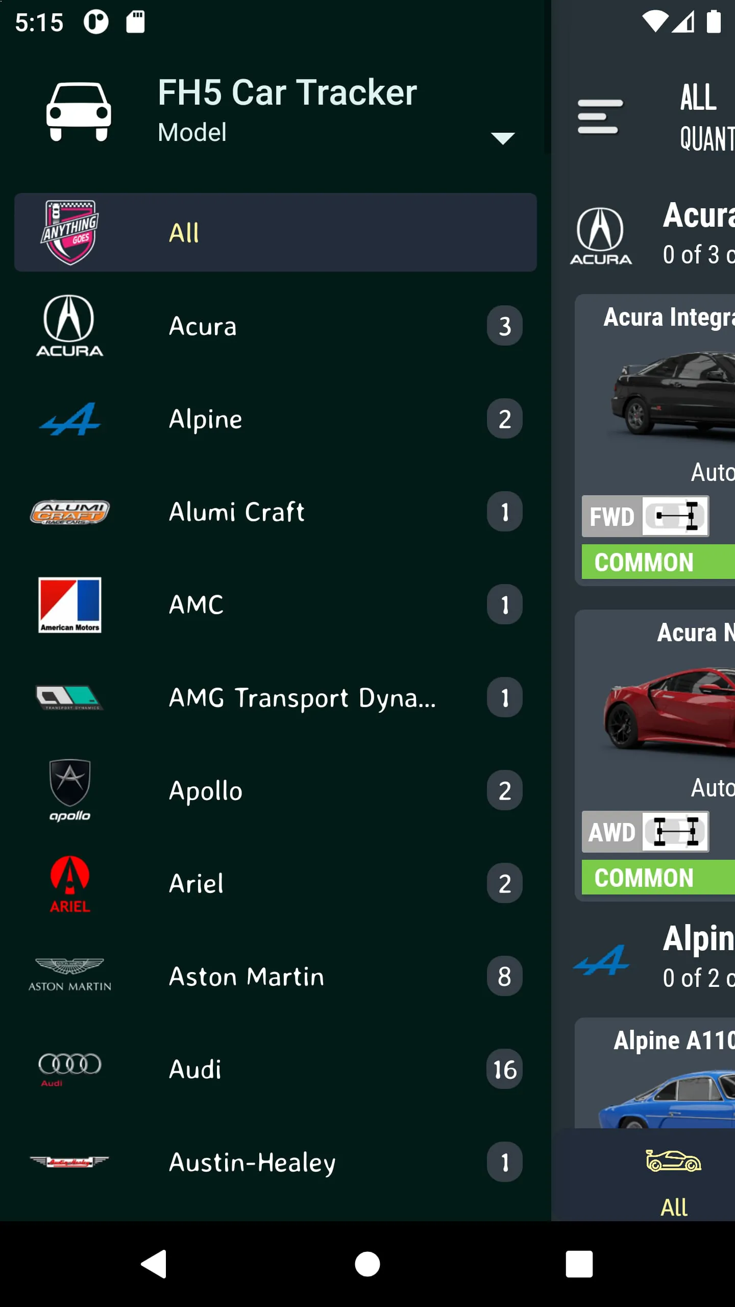 Car Tracker for ForzaHorizon5