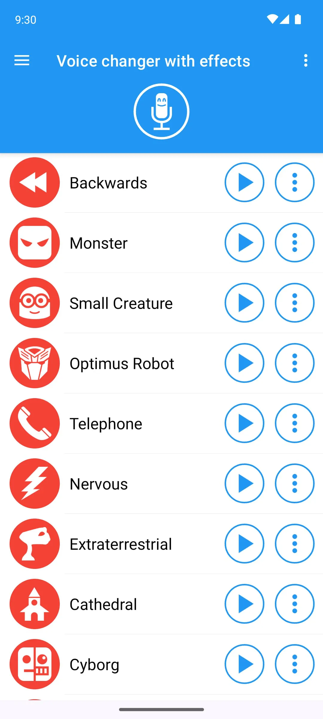 Voice changer with effects