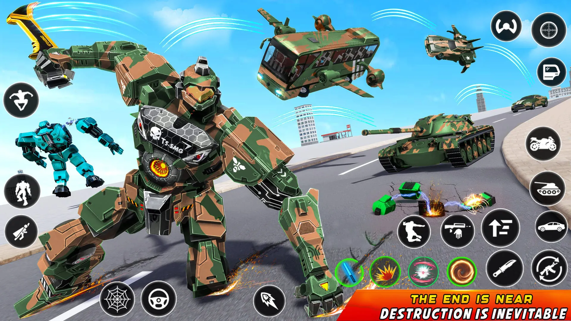 Army Bus Robot Car Game 3d