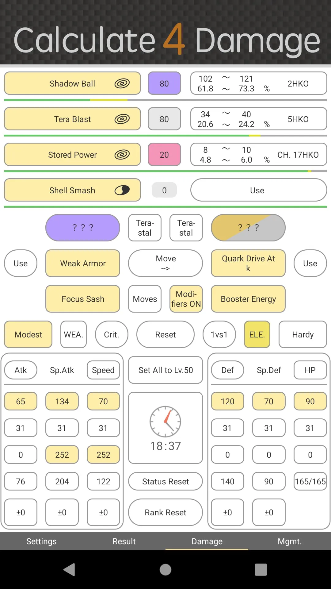 VS SV Damage Calculator