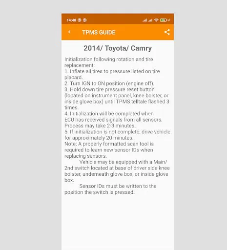 TPMS Reset Guide