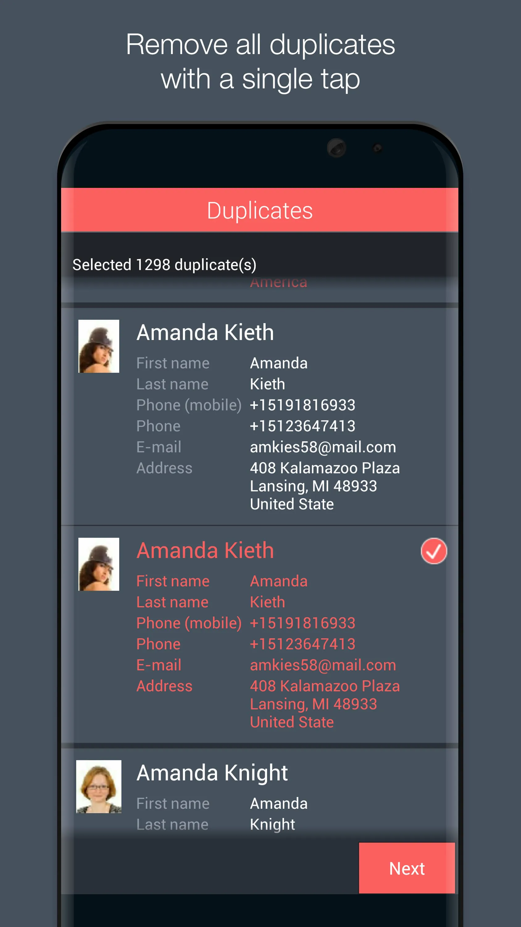 Contacts Optimizer